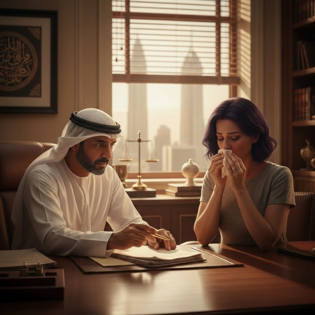Lawyer explaining difficult news to distressed woman